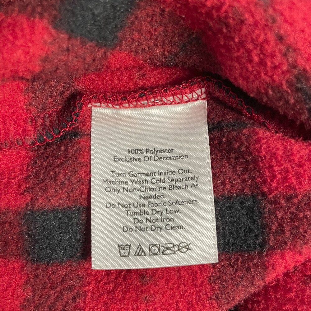 Eddie Bauer Fleece 1/4 Zip Pullover Sweater Mens Large Red Black Buffalo Plaid - Picture 8 of 13